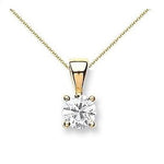 9K Yellow Gold Claw Set Lab Grown Diamond Pendant & Neck Chain 0.40 carat F/VS1 - Pobjoy Diamonds