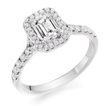 18K Gold Emerald & Round Cut 1.50 CTW Diamond Engagement Ring - G/Si - Pobjoy Diamonds