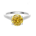 18K Gold Round Cut Fancy Deep Orangey Yellow Diamond Solitaire Ring 0.25 Carat - Pobjoy Diamonds