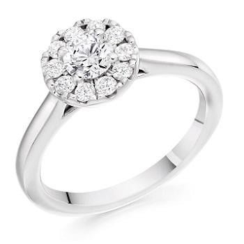 950 Platinum 0.68 CTW Diamond Halo Ring F-G/VS