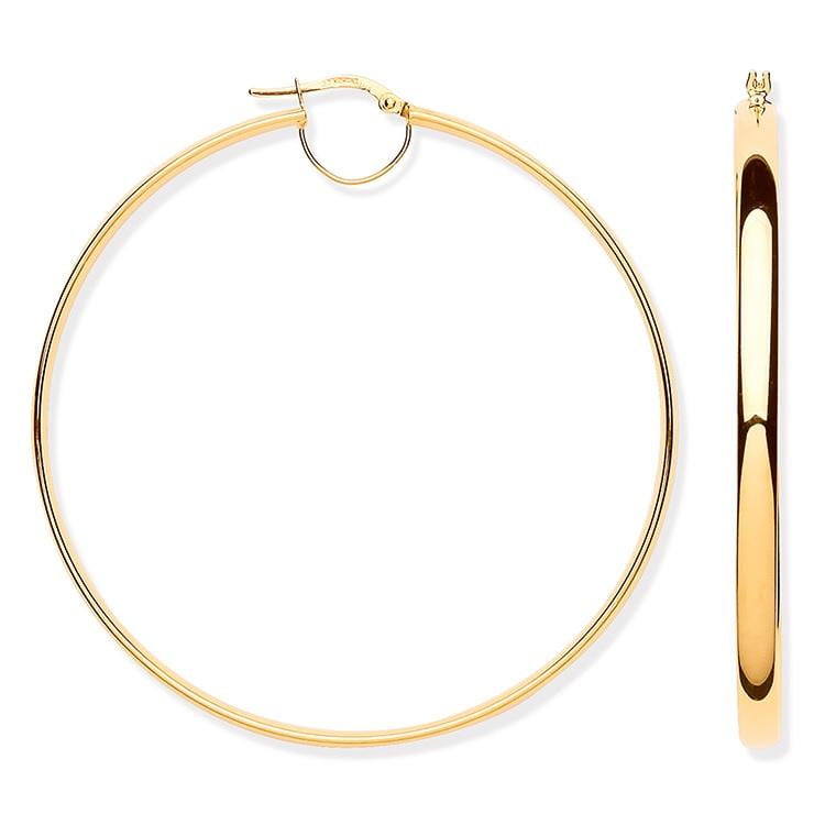 9K YG Large Flat Hoop Earrings Pobjoy