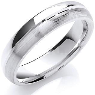 18K White Gold Matt & Polished Wedding Band - Pobjoy Diamonds