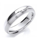 18K White Gold Grooved Polished Wedding Band - Pobjoy Diamonds