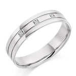 950 Platinum & Diamond Mens Grooved Ring - Pobjoy Diamonds