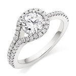 Napoli 18K White Gold Diamond Split Shoulders Engagement Ring - Pobjoy Diamonds