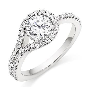 Napoli - Platinum Diamond Halo & Shoulders Engagement Ring  Pobjoy Diamonds