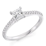 18K Gold Princess Cut 0.75 CTW Solitaire Diamond & Shoulders Engagement Ring G/Si1 - Pobjoy Diamonds