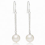 Freshwater Cultured Pearl & Silver Chain Drop Earrings