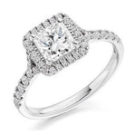 18K Gold Princess Cut 1.60 CTW Solitaire Diamond, Halo & Shoulders Engagement Ring F/VS - Pobjoy Diamonds