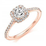 18K Gold Round Brilliant Cut 0.75 CTW Halo Diamond Engagement Ring F/VS2 - Pobjoy Diamonds