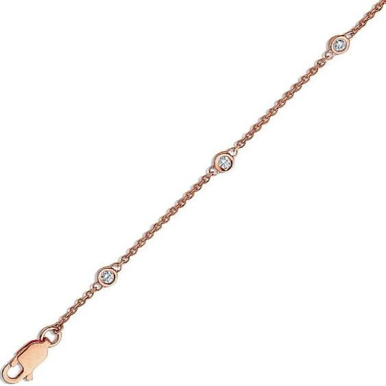 18K Rose Gold Rubover Set Diamond Bracelet