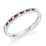 18K White Gold & Ruby Half Eternity Ring 0.23 CTW - Pobjoy Diamonds