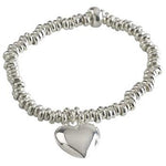 Sterling Silver Elasticated Chunky Heart Ladies Bracelet - Pobjoy Diamonds