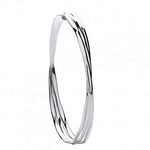 Silver Triple Faceted Ladies Bangle - Pobjoy Diamonds