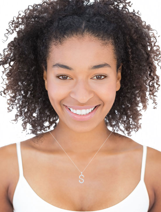 9K White Gold & Diamond Initial Pendant-P - Pobjoy Diamonds