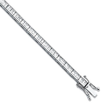18K White Gold Baguette Cut Diamond Tennis Bracelet 3.00 Carat G-H/Si - Pobjoy Diamonds