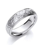 950 Platinum Hammered & Smooth 6mm Wedding Band - Pobjoy Diamonds