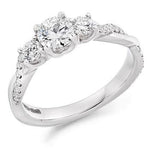 950 Platinum 0.98 CTW Diamond Trilogy Ring G-H/Si
