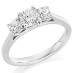 950 Platinum 1.80 CTW Cushion Cut Diamond Trilogy Ring F/VS2 - Pobjoy Diamonds