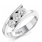 18K White Gold Tension Set Diamond Trilogy Ring - 0.75 CTW - Pobjoy Diamonds