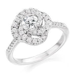 950 Platinum Diamond Halo & Shoulders Ring 0.95 CTW- Pobjoy Diamonds