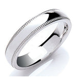 18K White Gold Milgrain Double Edged Wedding Band 5mm - Pobjoy Diamonds