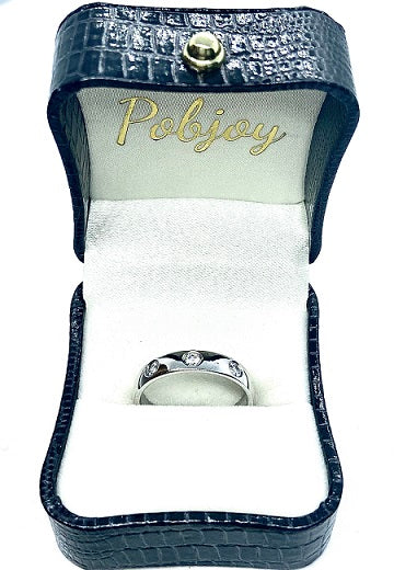 18K White Gold Diamond Studded Wedding Band 4mm - Pobjoy Diamonds