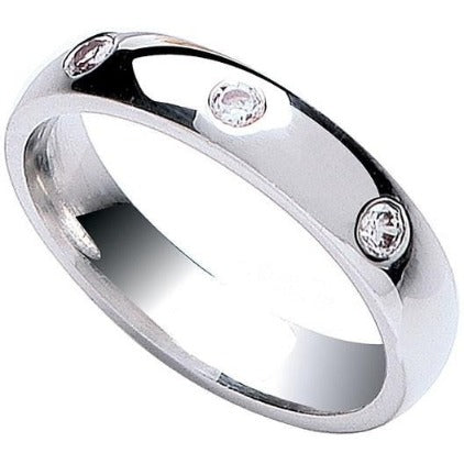 18K White Gold Diamond Studded Wedding Band 4mm - Pobjoy Diamonds