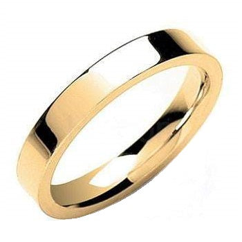 18K Gold Flat Court 3mm Wedding Band - Pobjoy Diamonds