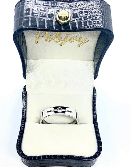 9K or 18K White & Yellow Gold Flat Court Diamond Wedding Band - Pobjoy Diamonds