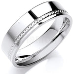 18KWhite Gold Flat Court Ring - Pobjoy Diamonds