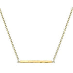 9K Gold Hammered Bar Ladies Pendant Necklace - Pobjoy Diamonds