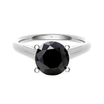 18K Gold Round Cut Fancy Black Diamond Solitaire Ring 1.97 Carat - Pobjoy Diamonds