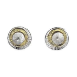 Sterling Silver & Yellow Gold Plated Fossil Round Stud Earrings - Pobjoy Diamonds