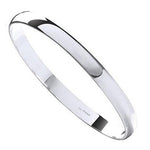 Sterling Silver D-Shape Ladies Solid Slave Bangle 7mm - Pobjoy Diamonds