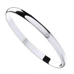 Sterling Silver D-Shape Ladies Solid Slave Bangle 6mm - Pobjoy Diamonds