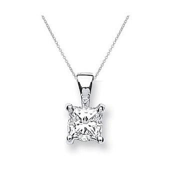 9K Gold Claw Set Lab Grown Princess Cut Diamond Pendant & Neck Chain - 0.50 Carat F/VS2 - Pobjoy Diamonds