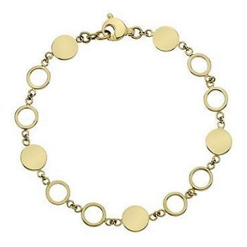 9K Yellow Gold Ladies Discs & Rings Bracelet - Pobjoy Diamonds