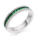 950 Platinum Emerald & Diamond Half Eternity Ring 0.80 CTW - Pobjoy Diamonds