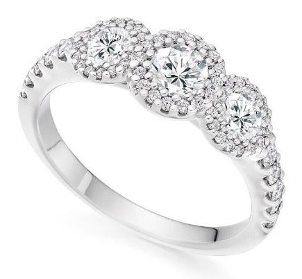 950 Platinum 1.10 CTW Diamond Trilogy Ring F-G/VS