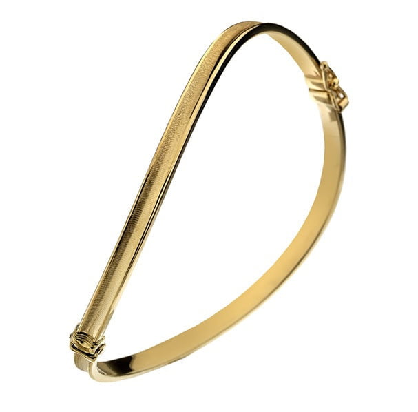 9K Yellow Gold Hollow Harp Ladies Hinged Bangle - Pobjoy Diamonds