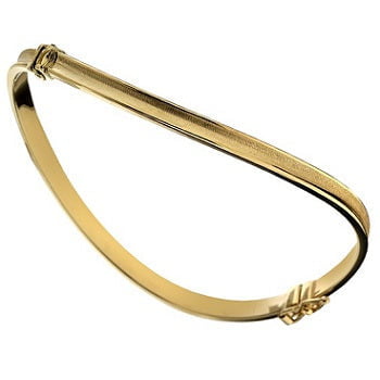 9K Yellow Gold Hollow Harp Ladies Hinged Bangle - Pobjoy Diamonds