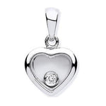 9K White Gold Heart & Floating Diamond Pendant Pobjoy