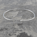 Handmade Sterling Silver Square Adjustable Ladies Bangle - Pobjoy Diamonds
