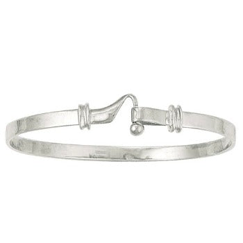 9K White Gold Solid Hook Mens Bangle