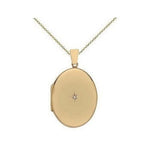 9K Yellow Gold & Star Set Diamond Ladies Small Oval Locket - Pobjoy Diamonds