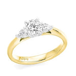 18K Gold Round & Pear Cut Diamond Trilogy Ring - 1.00 CTW G/Si1-Pobjoy Diamonds