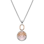 Sterling Silver Rose Quartz Circular Drop Pendant & Necklace - Pobjoy Diamonds