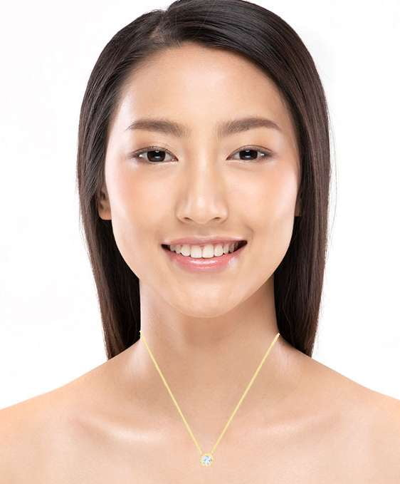 18K Yellow Gold Rubover Set Diamond Pendant & Neck Chain 0.25 Carat - Pobjoy Diamonds