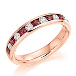 18K Rose Gold Ruby & Diamond Half Eternity Ring 0.80 CTW - Pobjoy Diamonds